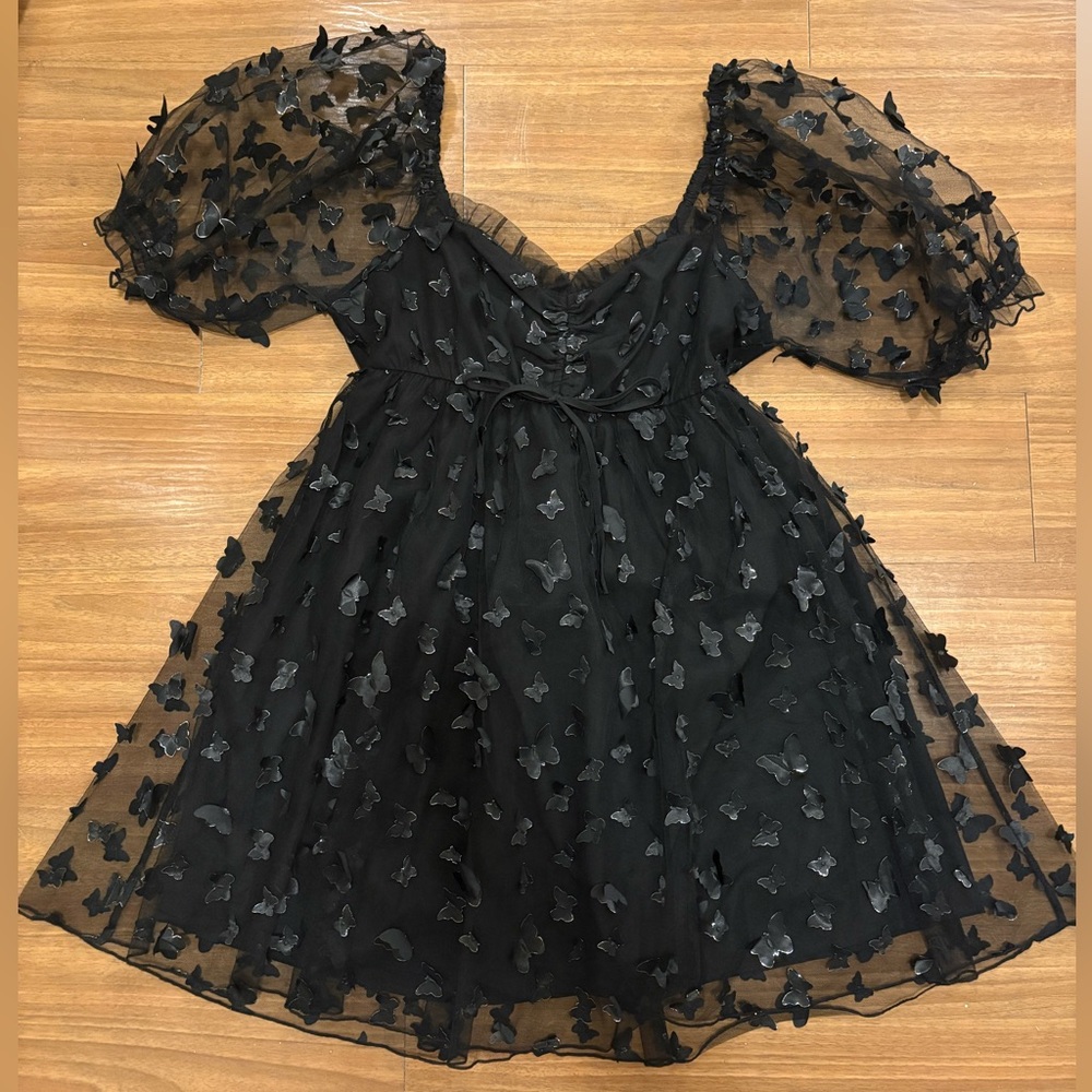 Elegant Black Butterfly Dress